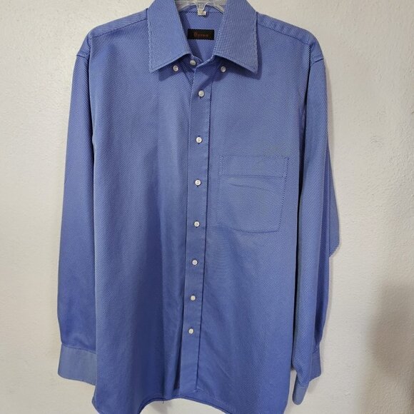 BYRON LONG SLEEVE TEAL BLUE W/ BLACK INTERWOVEN THREAD CASUAL DRESS SHIRT SZ REG - Picture 1 of 5